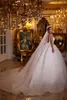 Delikatna bling koronkowa suknia balowa suknia ślubna spaghetti Strapy bez rękawów luksusowe sukienki ślubne księżniczki 2024 z perełkami i bez pleców