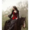 Style Gothic Steampunk Victorian Vampire Corset Wedding Veet Long Sleeves Evil Queen Special Ocn Dress Black And Red Vintage Bridal Gowns Tiered