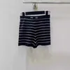 Women's Shorts designer 24 early spring, new knitted shorts from Mu, striped contrasting letter pattern, showing slimness, hips, fashionable high street women A08S