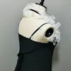 蝶ネクタイ調整サイズの糸フッフルフェーズカラーホワイトビクトリア朝のジャボの女性分離可能なカーニバル衣料品装飾品F0T5