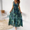 Casual Dresses Floral Print Halter Strap Banket Wedding Maxi Dress