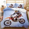 sets Motorbike Duvet Cover Set Motocross Rider Racing Motorcycle Dirt Bike Bedding Set Vehicles Extreme Sports Polyester Quilt Cover