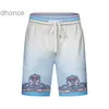 Casablanca Printed Shorts for Couples Hawaiian Beach Vacation Travel Five Point Floral Pants