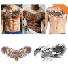 Tatueringsöverföring Cool Dragon Flower Buddha tillfälliga tatueringar klistermärke i bröstvattentät punk unisex sexig falsk bokstav tatuering för kvinnor män sommaren 240426