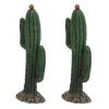 Dekorativa blommor 2 datorer PVC -simulering Kaktus Heminredning Tiny Green Plants Craft Decors Figurer Miniatyr Statybil