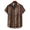 Camicie casual maschile leopardo hawaiane sexy maschio floreale camisa slim fit maniche corta festa spiaggia camicie da uomo casual maschile per uomo abbigliamento sociale retrò 240424