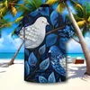 Herren lässige Hemden Hawaii Hemd kurzärmeliges Sommer 3d Vogelmuster Großgröße Männliche Reversplatten