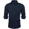 Herren -Hemd -Hemden Business Casual Solid Langarm Blau Purpur rot weiß schwarzer formeller Knopfkragen Sozialhemdbluse