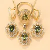 10-kleuren kubieke zirkonia vrouwen accessoires 18k goud vergulde olijfgroen zirkonia bedelarmband en ringjuwelen sets 240419