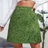 Jupes astroturf luxuriante Turf Grass Athletic Field Texture Mini jupe élégante pour la tenue de club de nuit féminine pour femmes