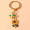 Keychains Lanyards Cute Animal Bee Keychian Enamel Sunflower Pendants Keyrings Souvenir Gifts for Women Men Car Key Handbag Hanging Key Chains