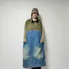 Casual Dresses SuperAen Vintage Denim Dress 2024 Spring And Autumn Patchwork Loose Hooded Jacket