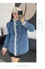 Casual Dresses 2024 Spring and Autumn Korean Style Fashionable Lace Splice Unique Denim Top Jacket