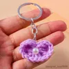 Keychains Lanyards Cute Handmade Knitted Love Heart Charms Keychains Souvenir Gifts for Women Men Car Key Handbag Pendants Keyrings DIY Accessories