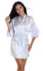 Kvinnors sömnkläder RB032 2018 NYA SILK KIMONO ROBE BATHROBE Women Silk Bridesmaid Robes Sexiga Navy Blue Robes Satin Robe Ladies Dressing Gowns Y240426