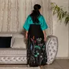 Ethnische Kleidung Dubai Frühlingsdruck Abaya Kaftan Frauen Muslim Langes Maxi Kleid Arabisch Kleid Arabische Robe Lose Truthahn Caftan Turkiesh Jalabiya