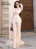VC Summer Mesh Pant sets pour les femmes 2 pièces Fashion Street Wear Ushollow Out Design Crop-top Panton Suit 240423