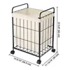 Laundry hamper with lid and wheels, laundry hamper with handle and removable liner bag, laundry hamper with metal frame, easy to assemble