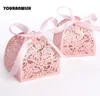 50pcslot lint Pyramid Laser Cut Wedding Favor Candy Gift Chocolate Box White Pink 2111082052430