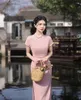 Roupas étnicas botões feitos à mão Sexy Mulheres Longo Qipao Vestidso Vintage Mandarin Collar Party Dress Girl Daily Cheongsam