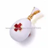 Pendant Necklaces YAFFIL Simple Style Brass Vintage Egg Red Cross Charm Crystal Rhinestone Necklace Enamel Handmade Jewelry Holiday Gift