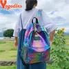 Backpack Style Yogodlns Waterproof Laser Backbag Women Shoulder Bag Preppy Holographic School Bags For Teenage Girls Travel
