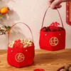 Gift Wrap 4Pcs Cloth Chinese Wedding Candy Bag Handle Big Red Boxs Dessert Party Joy Housewarming Basket