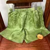 Short féminin Couleur solide Summer Chinois Retro Chic Satin Imprimé élastique entièrement entièrement-jumeau à tête occasionnel