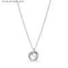 Pendant Necklaces New 925 Pure Silver Plate Mothers Day 2022 Moment O T-bar Necklace Double Heart Sparkling Corell Suitable for Womens Gifts Q240426