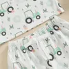 Ensembles de vêtements Toddler Baby Boy Farm Vêtements Tracteur Print T-shirt Short à manches courtes Short 2PCS Été tenue