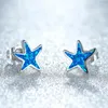 Studörhängen söta blå opal stjärnfiskörhängen för flicka