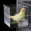 Tuindecoraties Huisdieren Transparant Pet Bird Bath House met hangende haken voor papegaaien valkparkieten Parakets