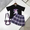 Brand Princess dress kids tracksuits designer baby clothes Size 120-160 CM Cartoon pattern printed T-shirt and pants lined short skirt 24April