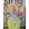 Glitter Mermaid Sequin 2024 Gele promjurk voor kralenapparaat Special OCN Women Party Wear 0227
