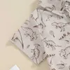 Kläder sätter Little Boy Summer 2 Piece Set Short Sleeve Dinosaur Print Button Down Shirt + Elastic midjeshorts Spädbarn Toddler kläder