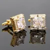 Luxury Brand Diamond Cufflinks For Mens Shirts Jewelry Novelty Button French Style Gold Crystal Cuff Links 240412