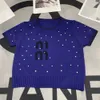 Summer Knit Top Designer T-shirt moda Diamond Pullover krótkoczestrowy T-shirty Kobiet Kobiety z literą na dzianinowy sweter