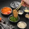 Bowls Multifunctional Condiment Sauce Bowl Stainless Steel Round Fruit Plate Cake Bone Tray BBQ Flat Bottom Shallow