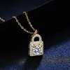 Sterling Sier 925 Anhänger 1 Moissant Diamond Halskette Damen 18K gelbe Key Heart Lock Halskette Sier Anhängerschloss