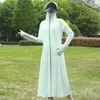 Sommarsolskyddskläder Kvinnor Långt hela kropp Cardigan Ice Silk Extra Långa solskyddsmedel UV -skydds hoodie