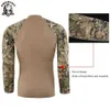 Tactische T-shirts US Army Military Uniform Hunting Tactical T-shirt Lange mouwen Cotton Derde generatie Battle Kikkerhemd Heren Training Camo Shirt 240426