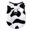 Dog Apparel Cow Pattern Cartoon Pet Vest Autumn Winter Warm Coral Fleece Clothes For Small Dogs Cats Cute Soft Sweatshirt Hoodie
