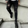 Men's Jeans Mens New Street Hip Hop Style Tear Tight Pencil Jeans Mens Fashion Slim Fit Hole Casual JeansL2404