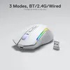 Redragon M693 BT 24G Bluetooth Gaming Bluetooth 8000 DPI Mouse Conexão de 3mode RGB Luz de fundo para PCMaclaptop White 240419