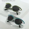 Solglasögon XJIEA 2024 Designer Diamond för kvinnors lyxmärke Fashion Steampunk Mens Glasses Party Beach Shadow Accessories Q240425