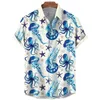 Męskie koszule męskie koszula męska koszula letnia hawajska koszula wzorzystą koszulę koszulę Aloha Krajobraz stojak obster 3D Casual Short Sleeve Button Print 240424