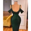 Green Dresses Mermaid Evening Dark Straps Off The Shoulder Sparkly Beaded Sequins Custom Made Formal Ocn Wear Arabic Prom Gown Vestidos