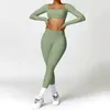 Women's Tracksuits Winter Nude Tight Yoga Set Womens High Waist Quick Dry Running Sports Fitness Set Long sleeved T-shirt 240424