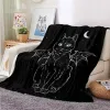 sets Satanic Cat Moon Black Covered Blanket Bedding Flannel Throw Blanket for Teens Adult Sofa Bedroom Decor Christmas Halloween Gift