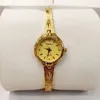 Armbandsur Small Dial High Quality 18K Gold Plated Brass Band 2024 Women's Watch Inlaid Diamond Wine Bucket Style Armband Clock Luxury